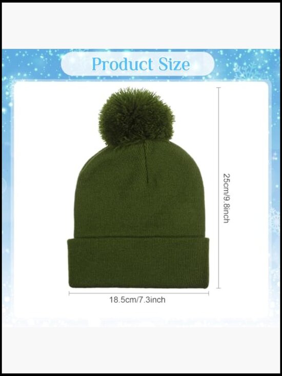 6 Pack Winter Knitted Beanies with Faux Fur Pom - Soft Acrylic Stretch Fit for main image 2